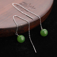 Natural Jade Earrings Nephrite Silver Earrings