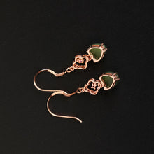 Natural Jade Earrings Nephrite Silver Zircon Earrings