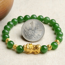 Natural jade green nephrite gold bracelet wholesale