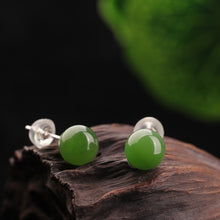 Natural Jade Earrings Nephrite Silver Earrings