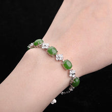 Natural Jade Bracelet Nephrite Silver Bracelet