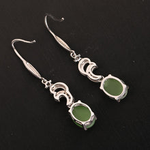 Natural Jade Earrings Nephrite Silver Zircon Earrings