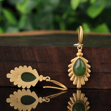 Natural Jade Earrings Nephrite Silver Earrings