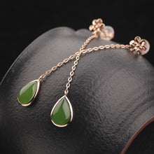 Natural Jade Earrings Nephrite Silver Earrings