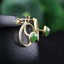 Natural Jade Earrings Nephrite Silver Earrings
