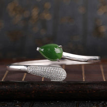 Natural Jade Bracelet Nephrite Silver Bracelet