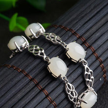 Natural Jade Bracelet Nephrite Silver Bracelet