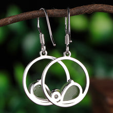 Natural Jade Earrings Nephrite Silver Zircon Earrings