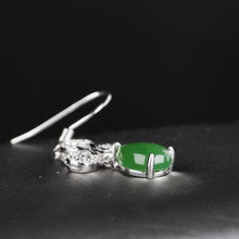 Natural Jade Earrings Nephrite Silver Zircon Earrings
