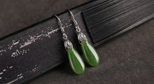 Natural Jade Earrings Nephrite Silver Earrings