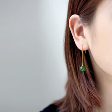 Natural Jade Earrings Nephrite Silver Earrings