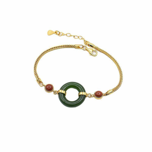 Jade Nephrite Agate Silver Jade Bracelet