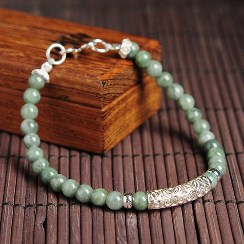 Natural jade jadeite silver bracelet wholesale