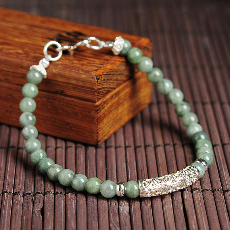 Natural jade jadeite silver bracelet wholesale