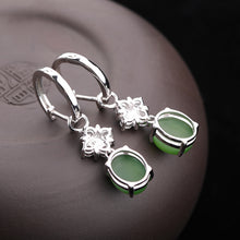 Natural Jade Earrings Nephrite Silver Earrings