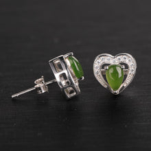 Natural Jade Earrings Nephrite Silver Zircon Earrings