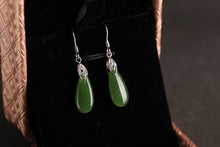 Natural Jade Earrings Nephrite Silver Earrings
