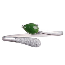 Natural Jade Bracelet Nephrite Silver Bracelet