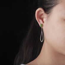 Natural Jade Earrings Nephrite Silver Zircon Earrings