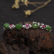 Natural Jade Bracelet Nephrite Silver Bracelet