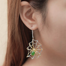 Natural Jade Earrings Nephrite Silver Spider Earrings