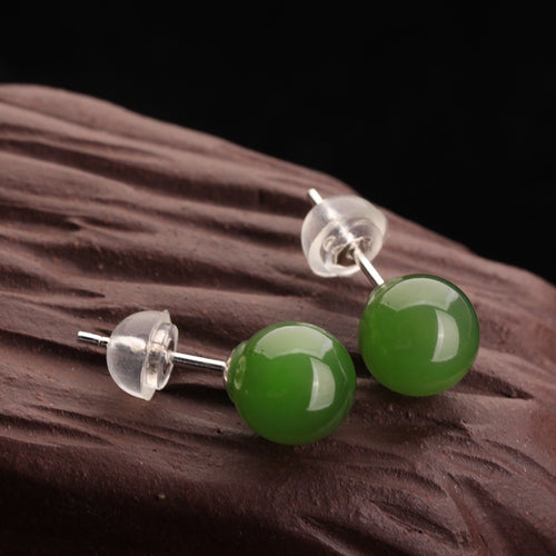 Natural Jade Earrings Nephrite Silver Earrings