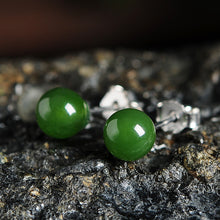 Natural jade earrings silver nephrite earrings wholesale