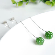 Natural jade earrings silver flower nephrite earrings wholesale