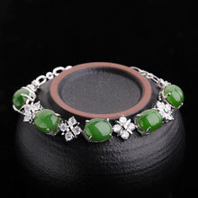 Natural Jade Bracelet Nephrite Silver Bracelet
