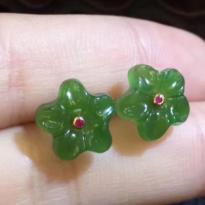 Natural Jade Earrings Nephrite Earrings