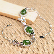 Natural jade green nephrite silver bracelet wholesale