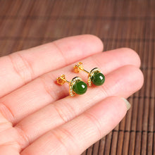 Natural Jade Earrings Nephrite Silver Earrings