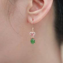 Natural Jade Earrings Nephrite Silver Zircon Earrings