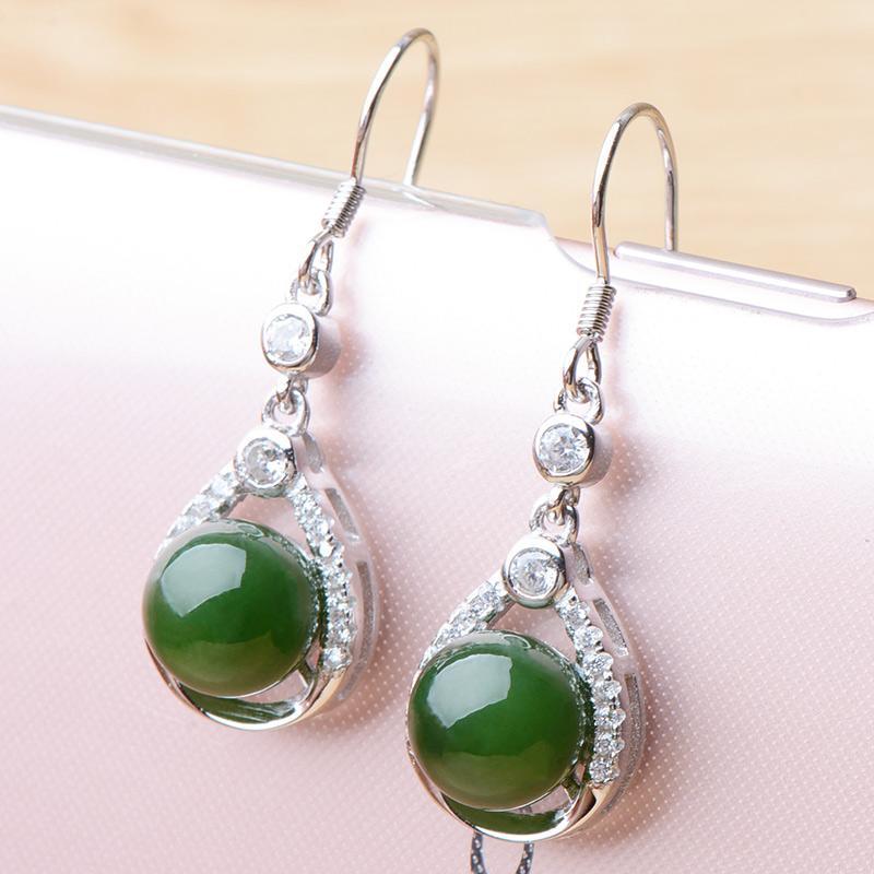 Jade Nephrite Silver Jade Earrings