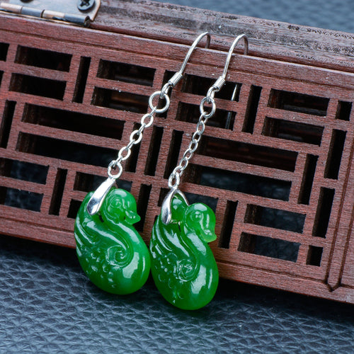 Jade Nephrite Silver Jade Earrings NE145