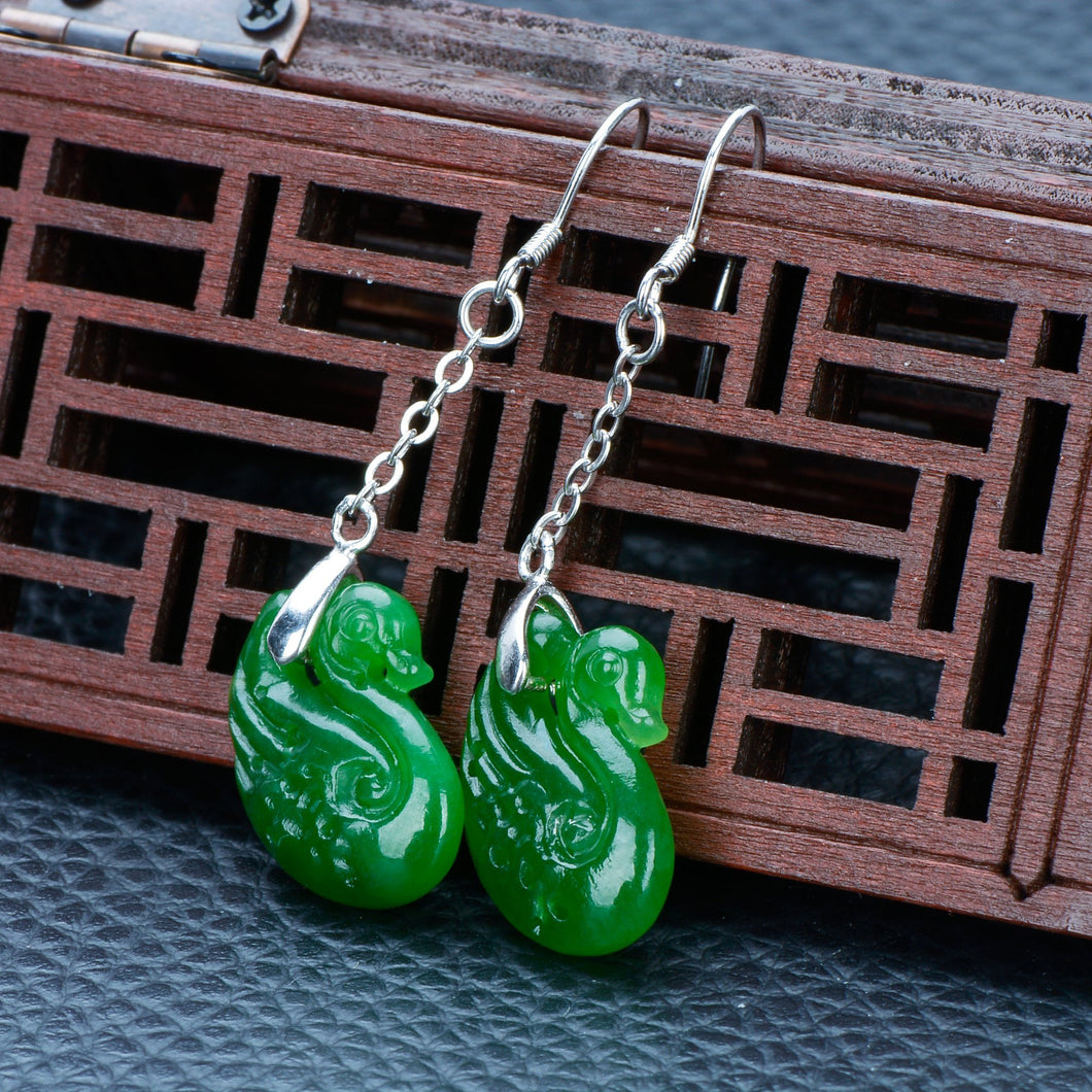 Jade Nephrite Silver Jade Earrings NE145