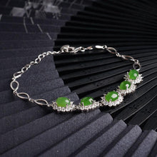Natural Jade Bracelet Nephrite Silver Bracelet