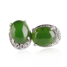 Natural Jade Earrings Nephrite Silver Earrings
