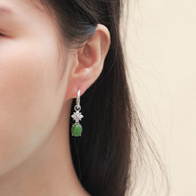 Natural Jade Earrings Nephrite Silver Earrings