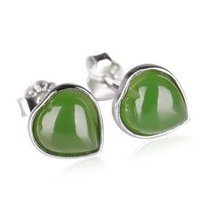 Natural Jade Earrings Nephrite Silver Earrings