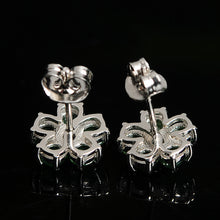 Natural jade earrings jadeite silver flower earrings
