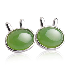 Natural Jade Earrings Nephrite Silver Zircon Earrings