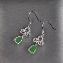 Natural Jade Earrings Nephrite Silver Zircon Earrings