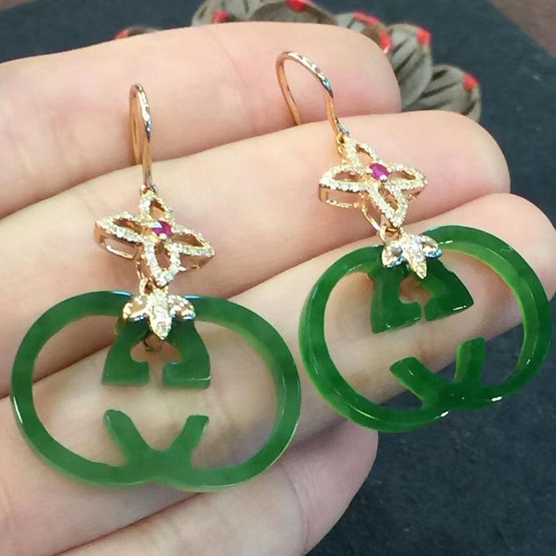 Natural Jade Earrings Nephrite Earrings