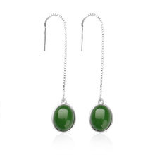 Natural Jade Earrings Nephrite Silver Earrings