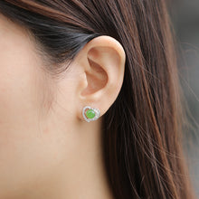 Natural Jade Earrings Nephrite Silver Zircon Earrings