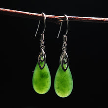 Natural Jade Earrings Nephrite Silver Earrings