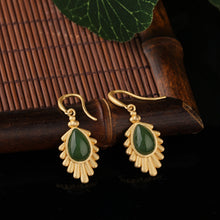 Natural Jade Earrings Nephrite Silver Earrings