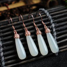 Natural jade earrings silver nephrite earrings wholesale