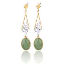Natural Jade Earrings Nephrite Silver Zircon Earrings